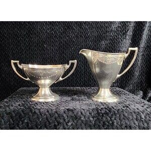 Manning Bowman & Co Silverplate Sugar and Creamer Set – Art Deco Design – 1920s